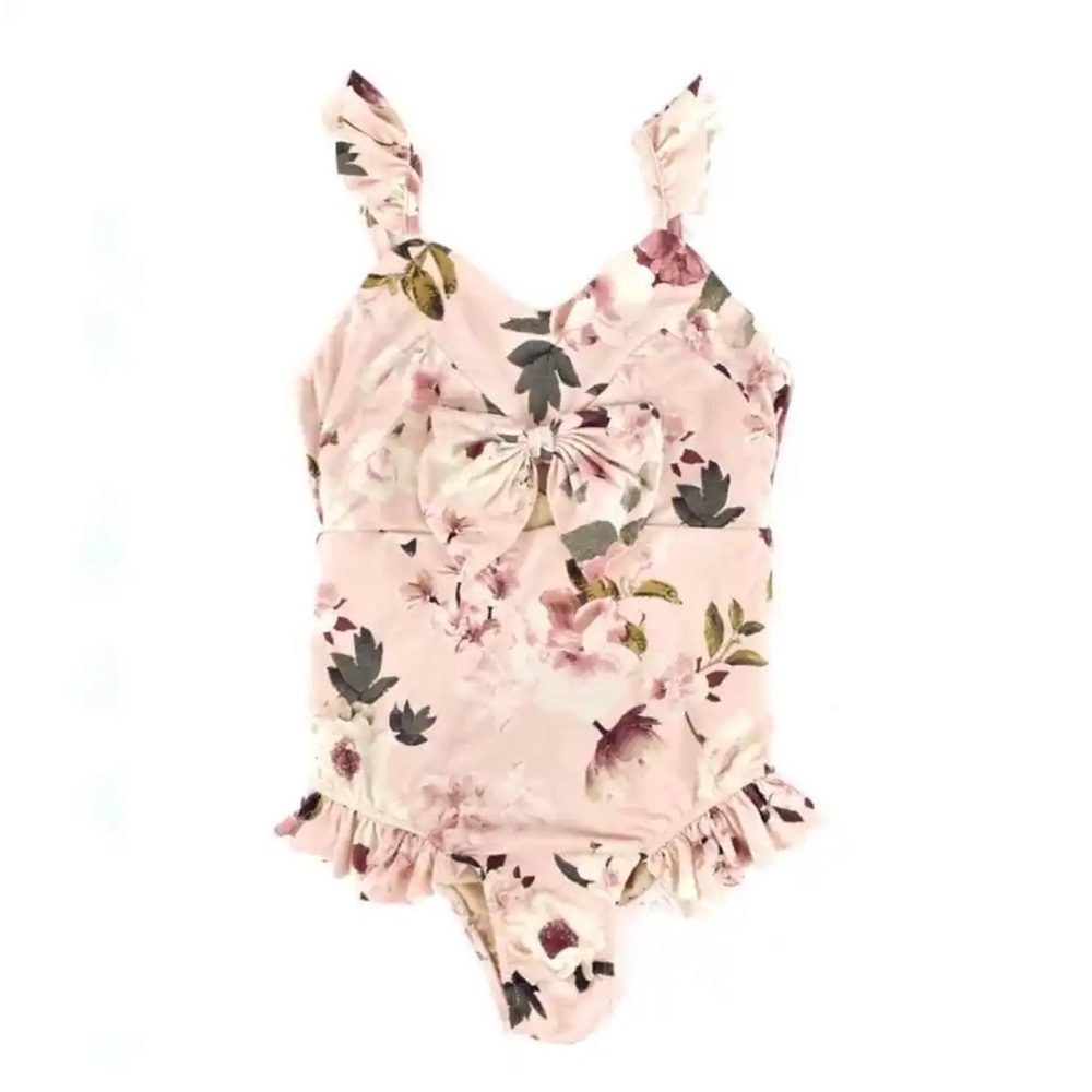 Mia Joy Girls Marina One Piece Swimsuit Floral Pink Size 4
